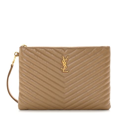 SAINT LAURENT Calfskin Matelasse Chevron Monogram A5